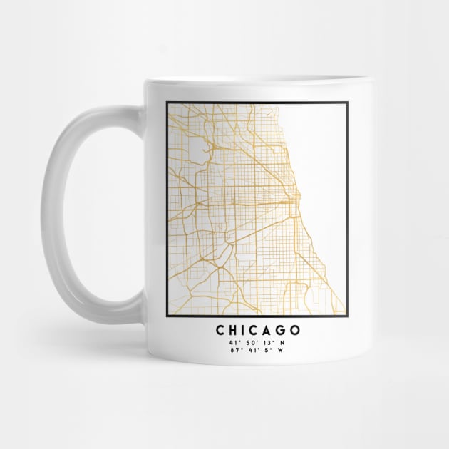 CHICAGO ILLINOIS CITY STREET MAP ART by deificusArt